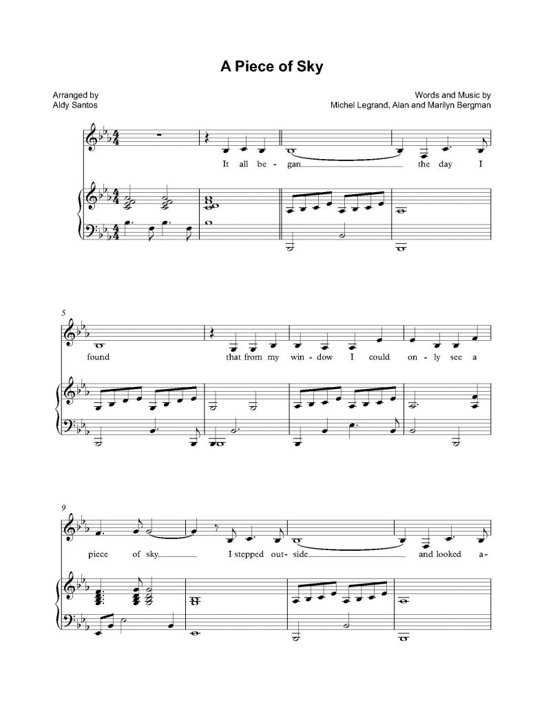 A Piece of Sky - Michel Legrand (Piano Accompaniment & Lyrics)