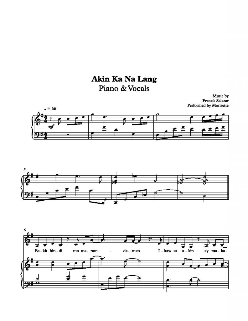 Akin Ka Na Lang - Morisette (Piano Accompaniment)