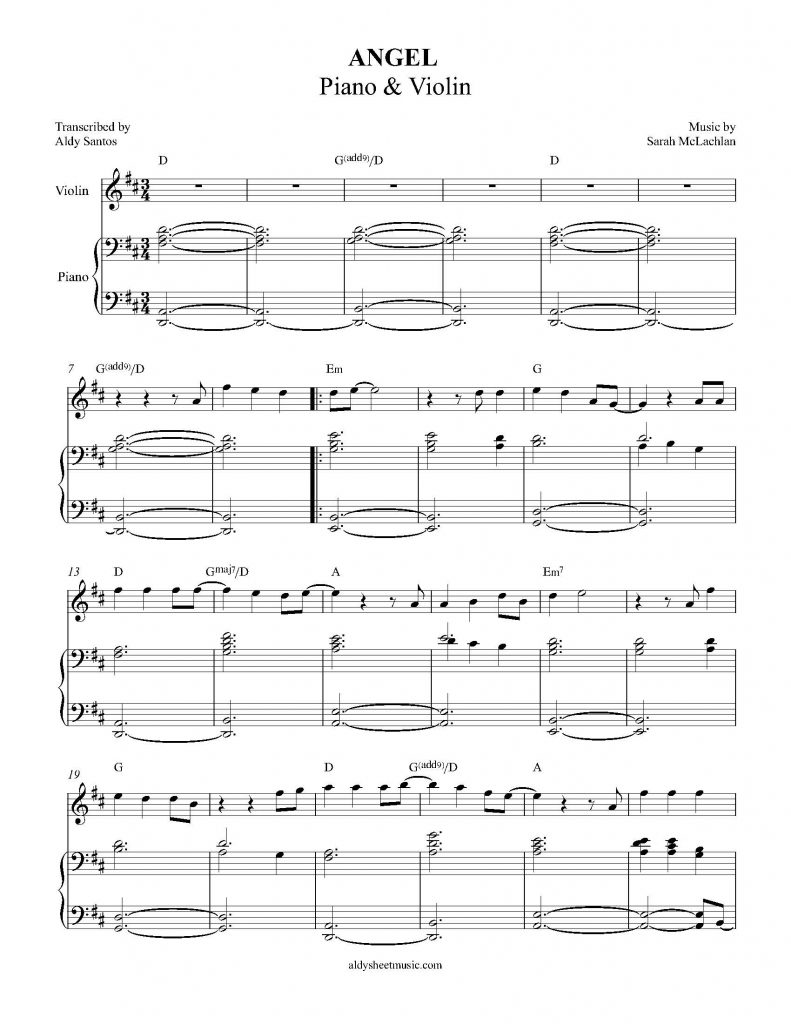 Angel - Sarah Mclachlan (Piano & Violin)