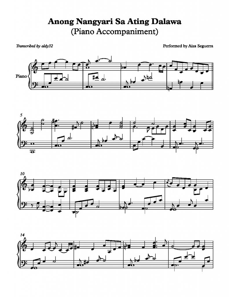 Anong Nangyari Sa Ating Dalawa - Aiza Seguerra (Piano Accompaniment)