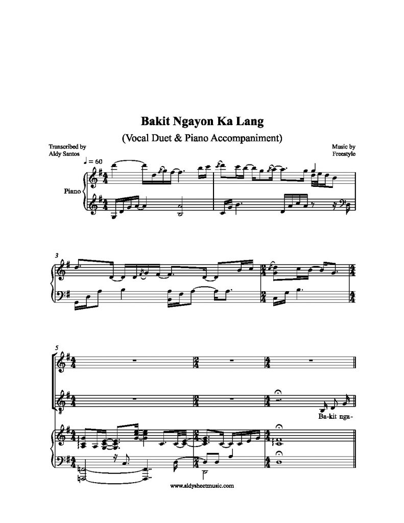 Bakit Ngayon Ka Lang - Freestyle (Piano Accompaniment & Lyrics)
