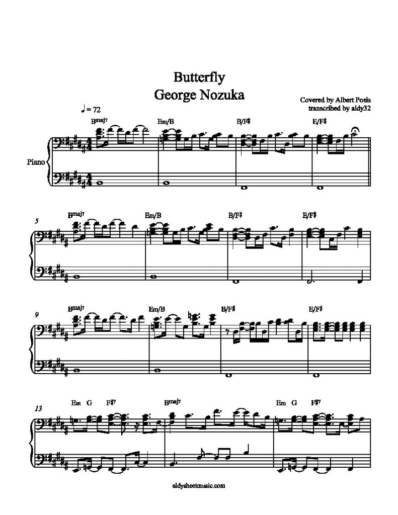Butterfly - George Nozuka (Piano Accompaniment)
