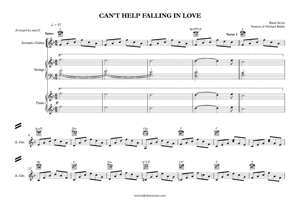 Can't Help Falling In Love - Michael Buble (Band Score)