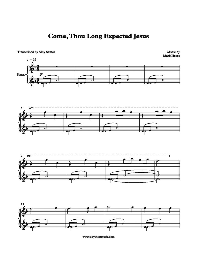 Come, Thou Long Expected Jesus - Mark Hayes