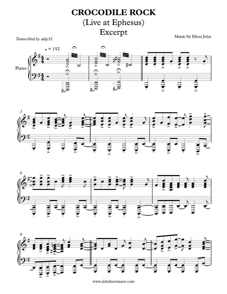 Crocodile Rock - Elton John (Piano Accompaniment Excerpt)