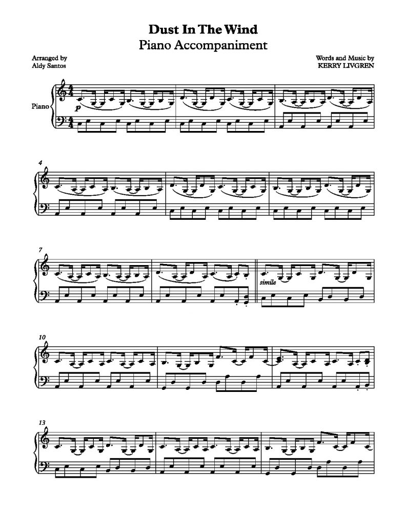 Dust In The Wind - Kansas (Piano Accompaniment)