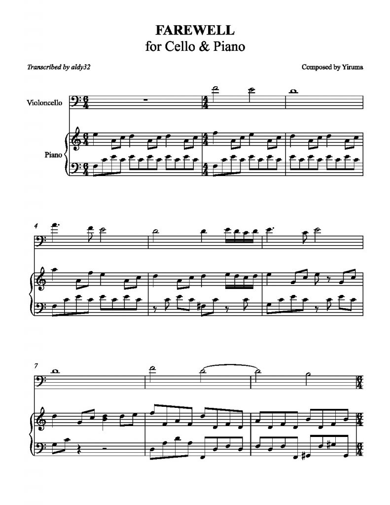 Farewell - Yiruma (Piano & Cello)