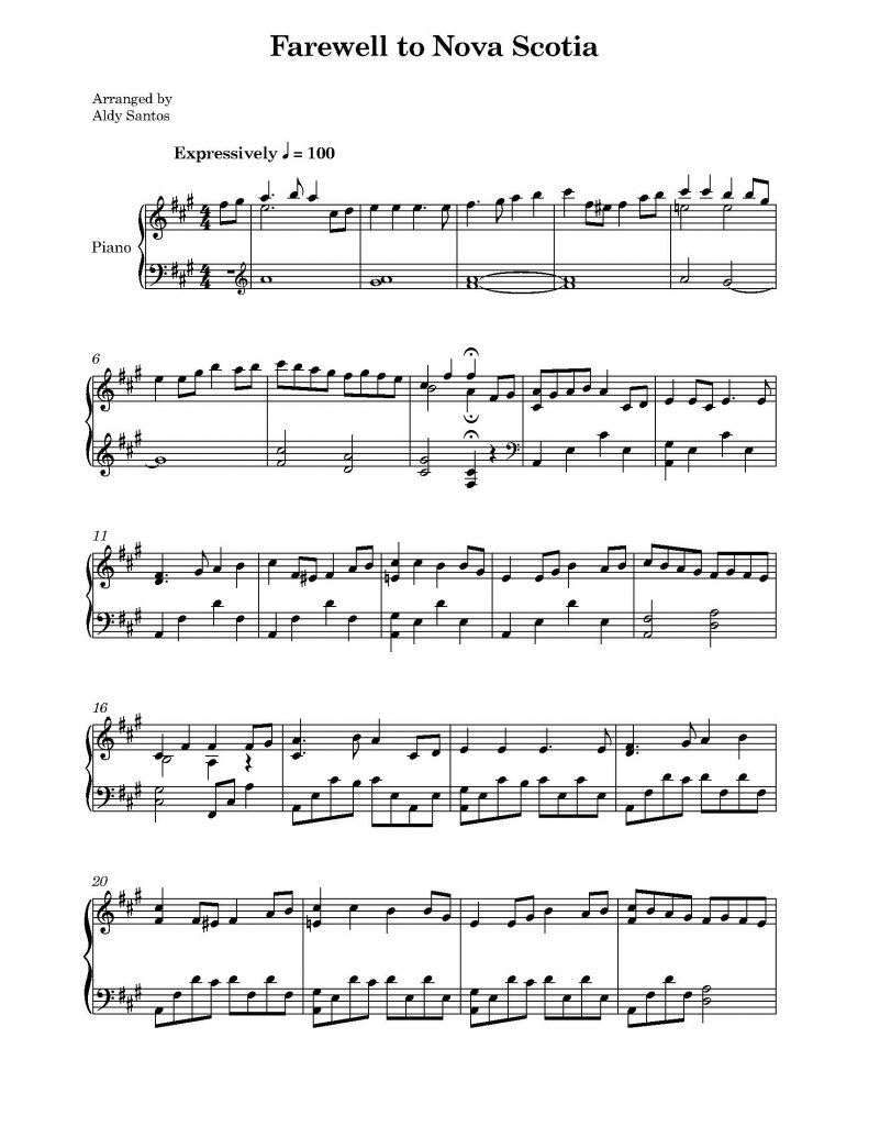 Farewell to Nova Scotia (Piano Solo)