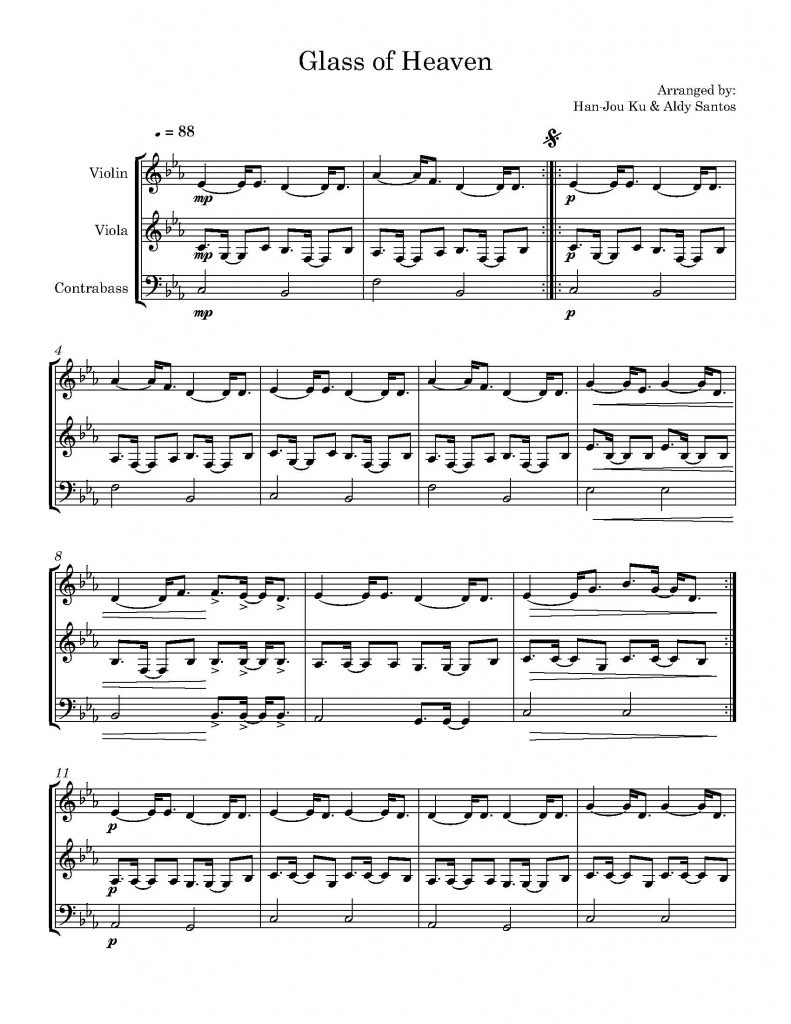 Glass of Heaven (Violin, Viola, & Contrabass)