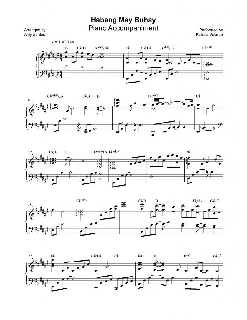 Habang May Buhay - Katrina Velarde (Piano Accompaniment)