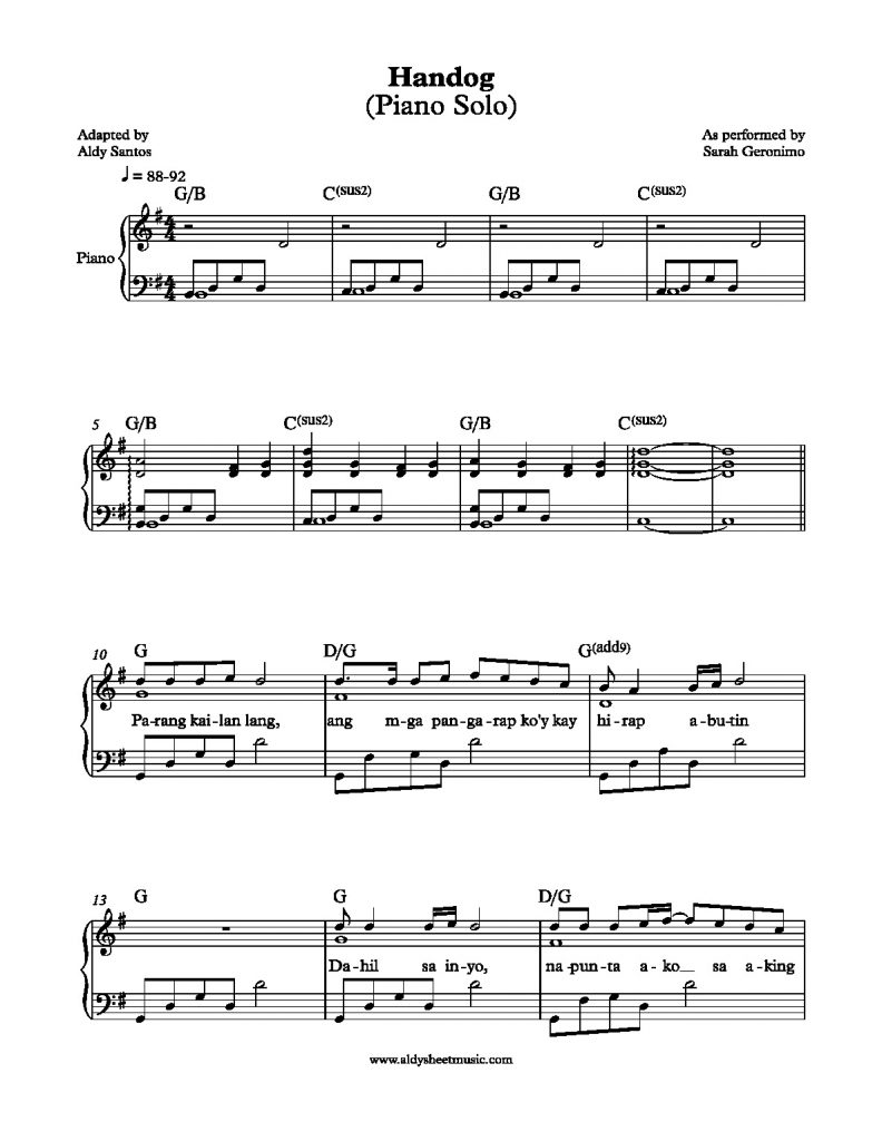 Handog - Sarah Geronimo (Piano & Lyrics)