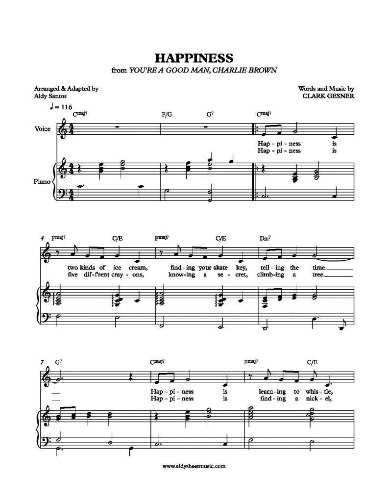 Happiness - Clark Gesner (Piano Accompaniment & Voice)