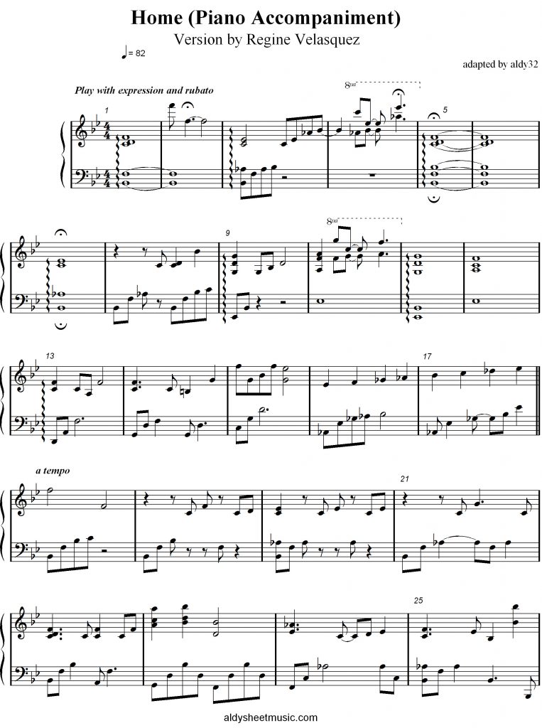 Home - Regine Velasquez (Piano Accompaniment)