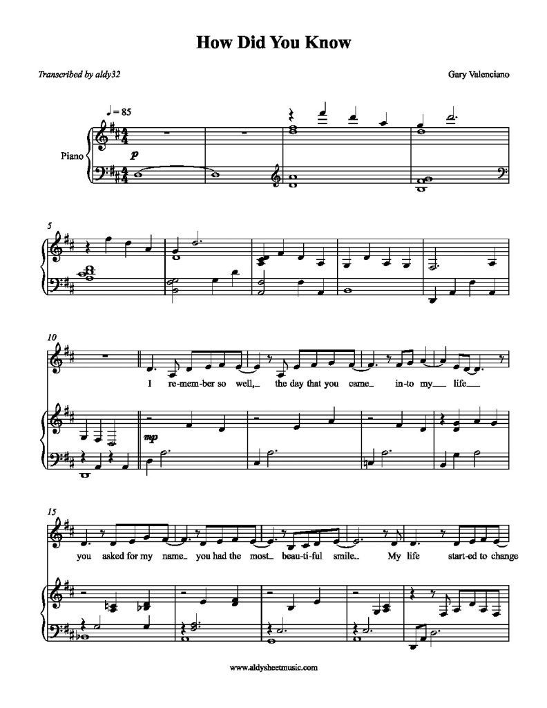 How Did You Know – Gary Valenciano (Piano Accompaniment)