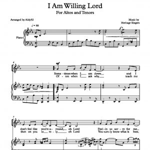 I Am Willing Lord - The Heritage Singers (2-Part Choir & Piano)