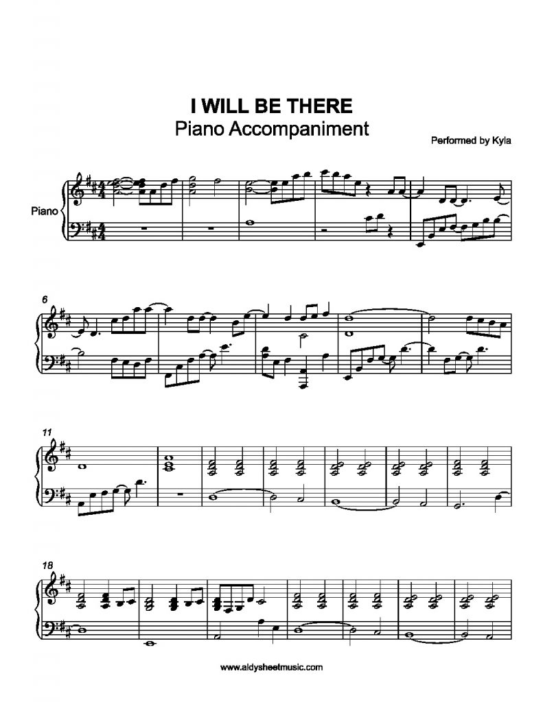 I Will Be There - Kyla (Piano Accompaniment)