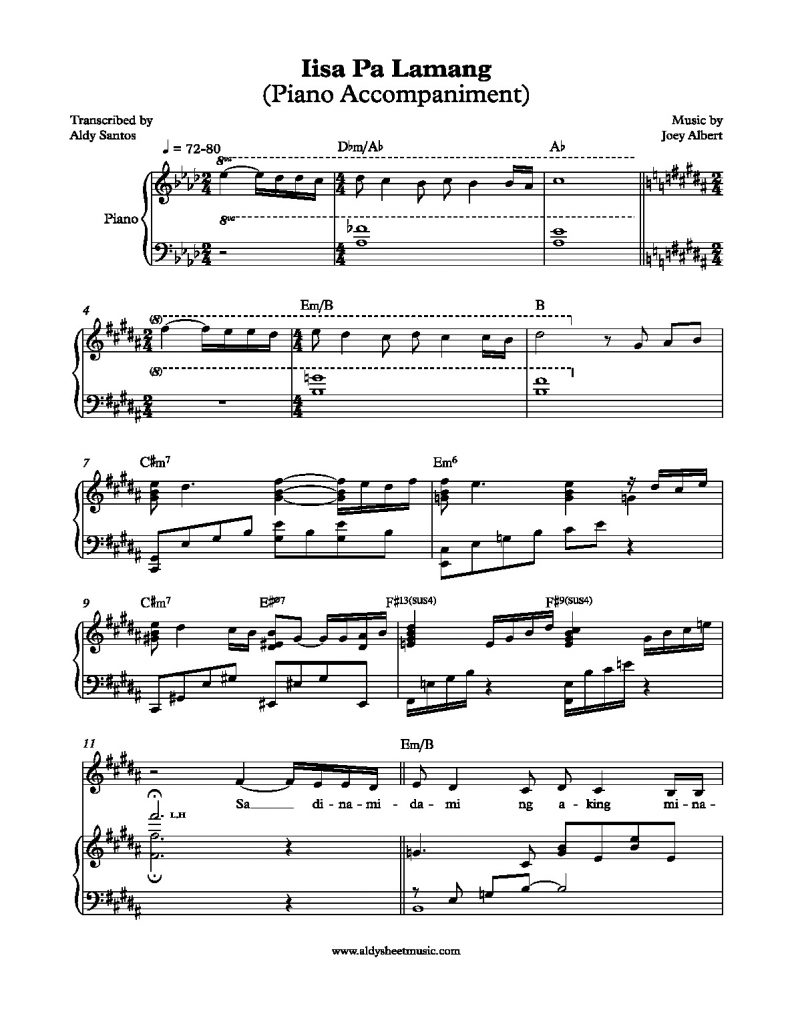 Iisa Pa Lamang - Joe Albert (Piano Accompaniment)