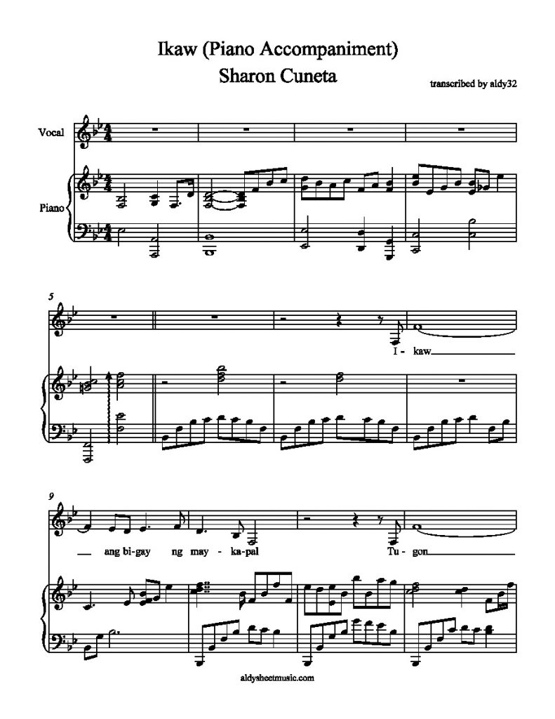 Ikaw - Sharon Cuneta (Piano Accompaniment & Lyrics)