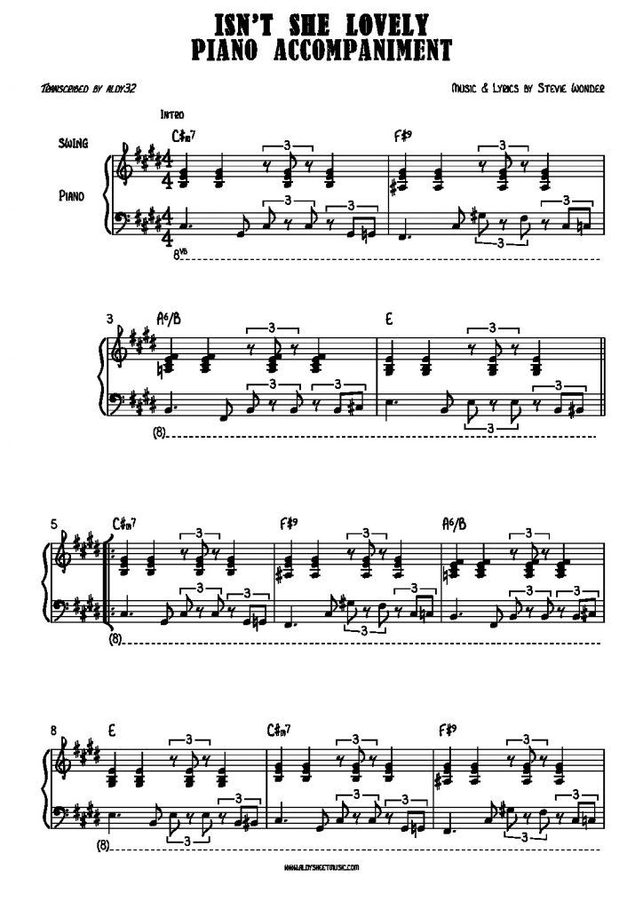 Isn't She Lovely (Piano Riff) - Stevie Wonder