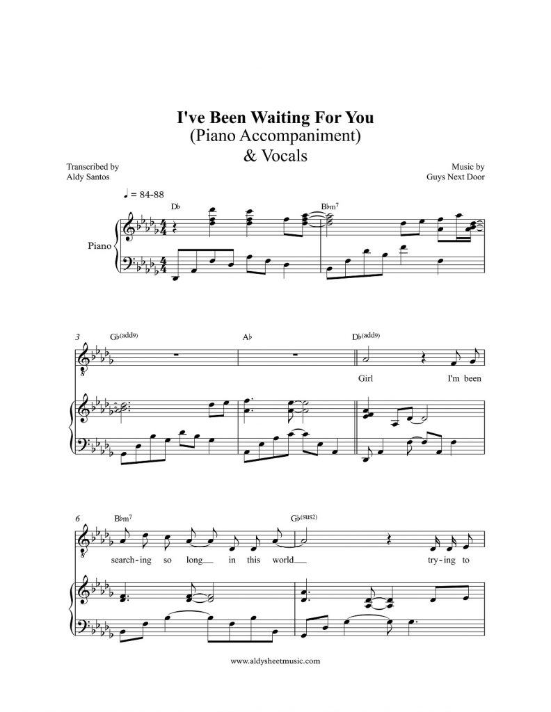 I've Been Waiting For You - Guys Next Door (Piano Accompaniment)