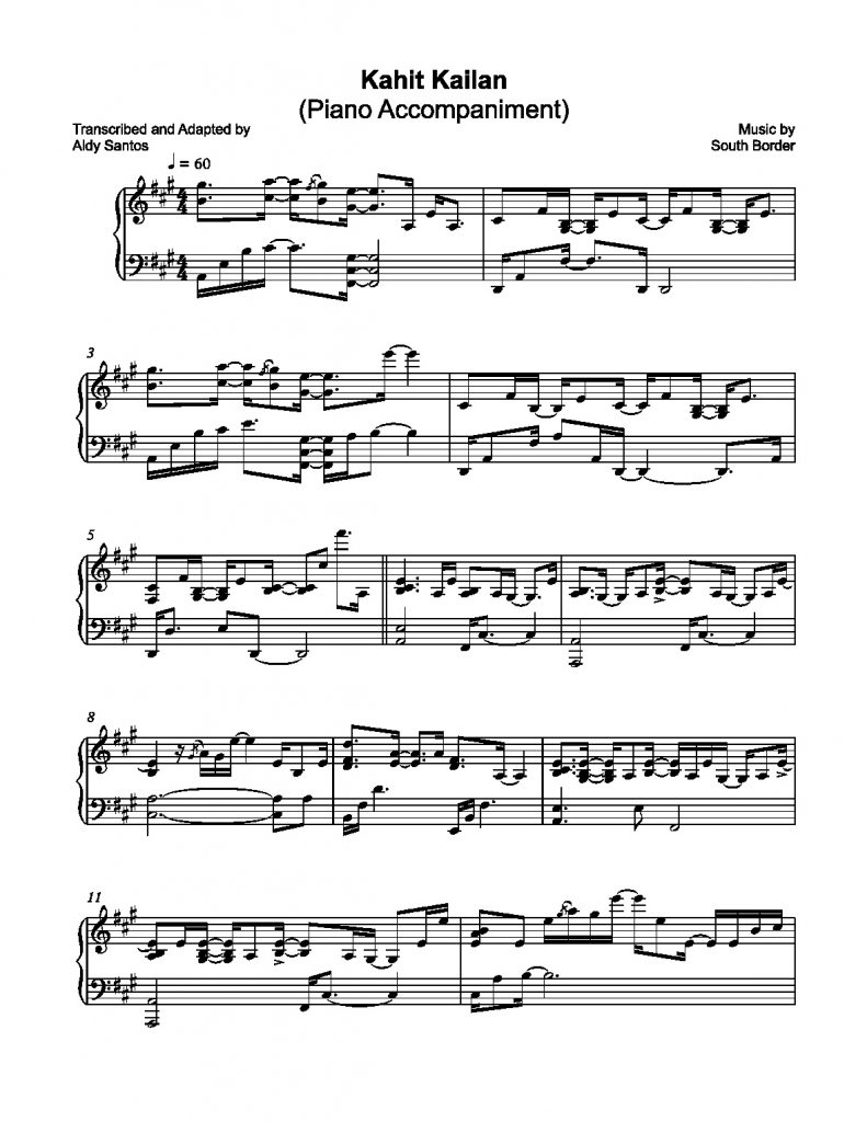 Kahit Kailan - South Border (Piano Accompaniment)