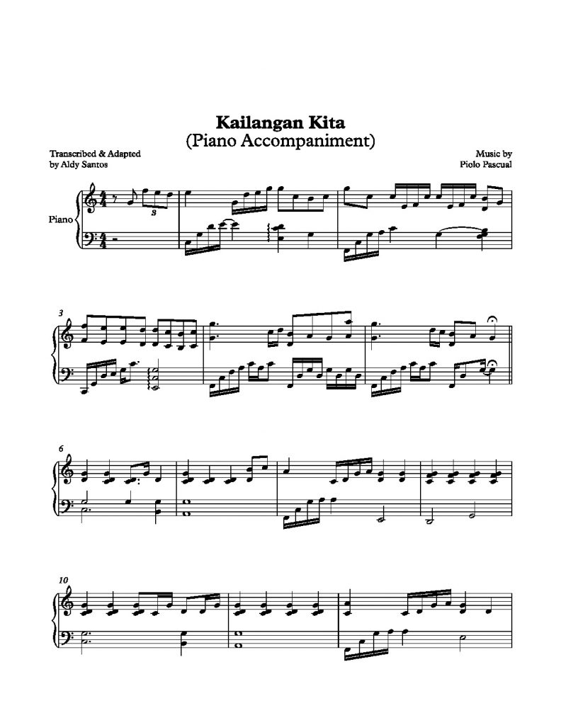 Kailangan Kita - Piolo Pascual (Piano Accompaniment)