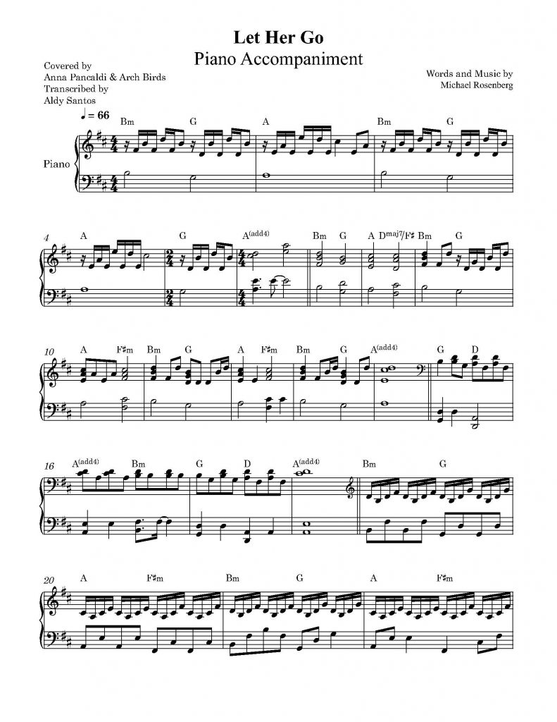 Let Her Go - Passenger (Piano Accompaniment)