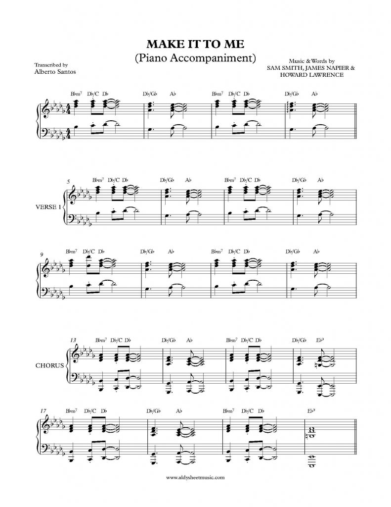 Make It To Me - Sam Smith (Piano Accompaniment)