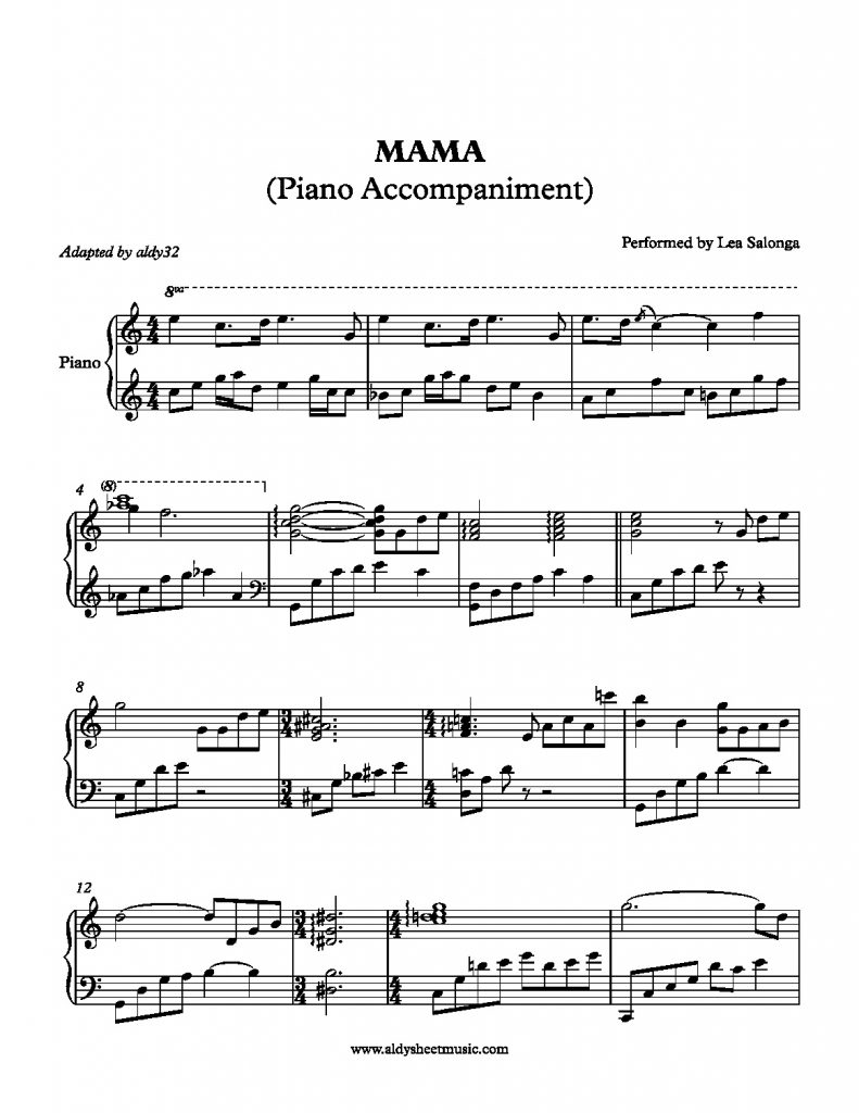 Mama - Lea Salonga (Piano Accompaniment)