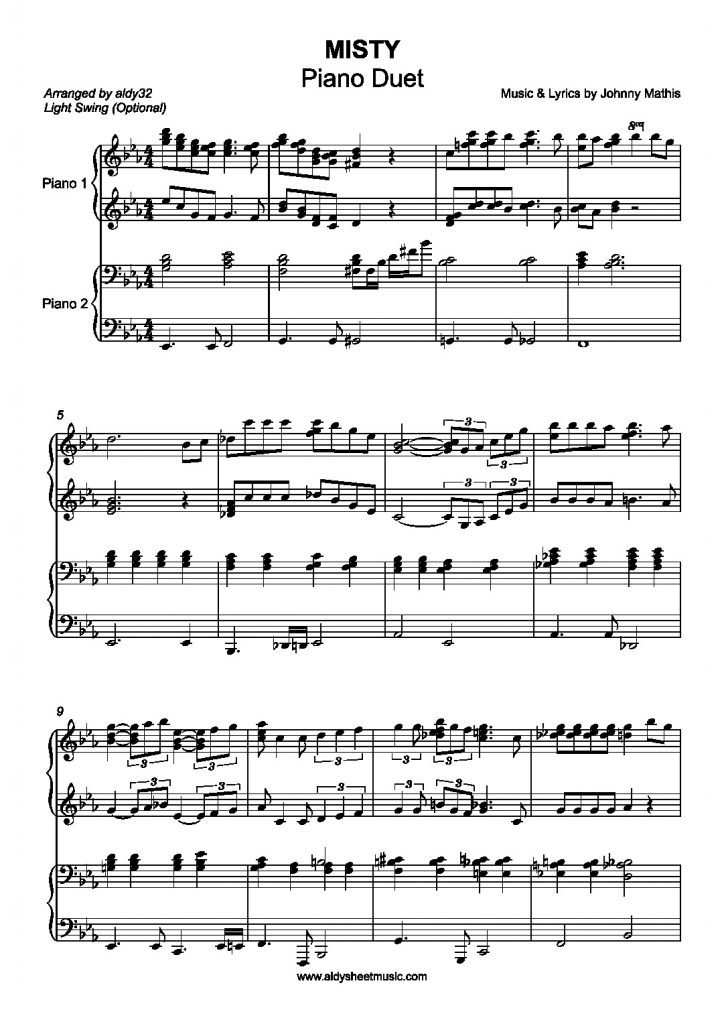 Misty - Johnny Mathis (Piano Duet)