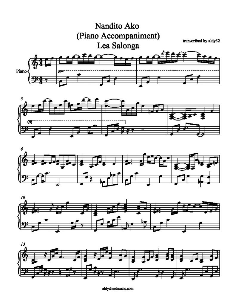 Nandito Ako - Lea Salonga (Piano Accompaniment)