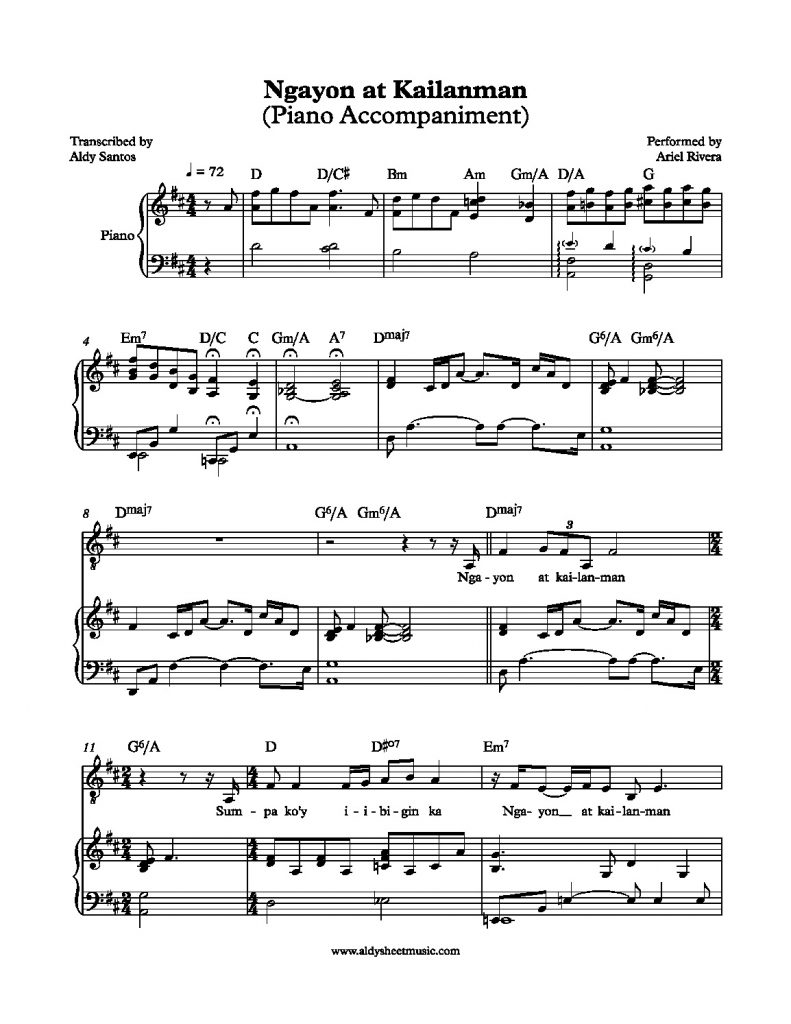 Ngayon at Kailanman - Ariel Rivera (Piano Accompaniment)