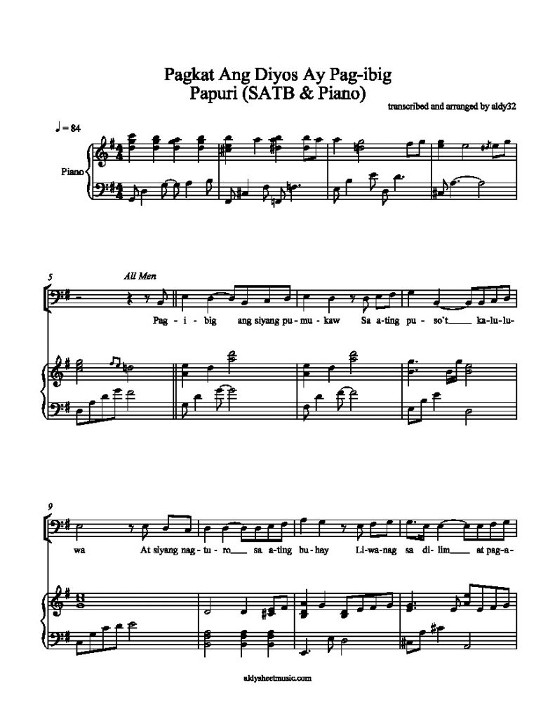 Pagkat Ang Diyos Ay Pag-ibig - Papuri (SATB and Piano)