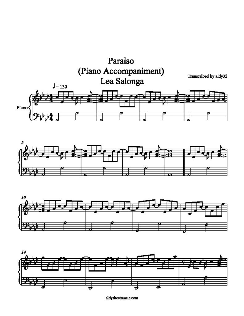 Paraiso - Lea Salonga (Piano Accompaniment)