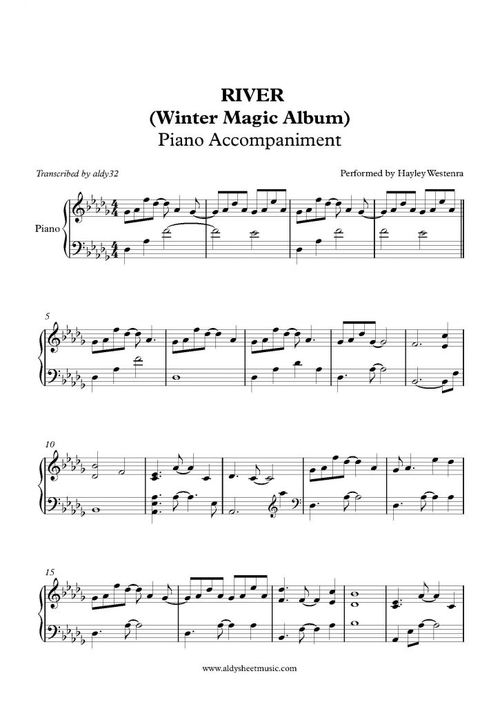River - Hayley Westenra (Piano Accompaniment)