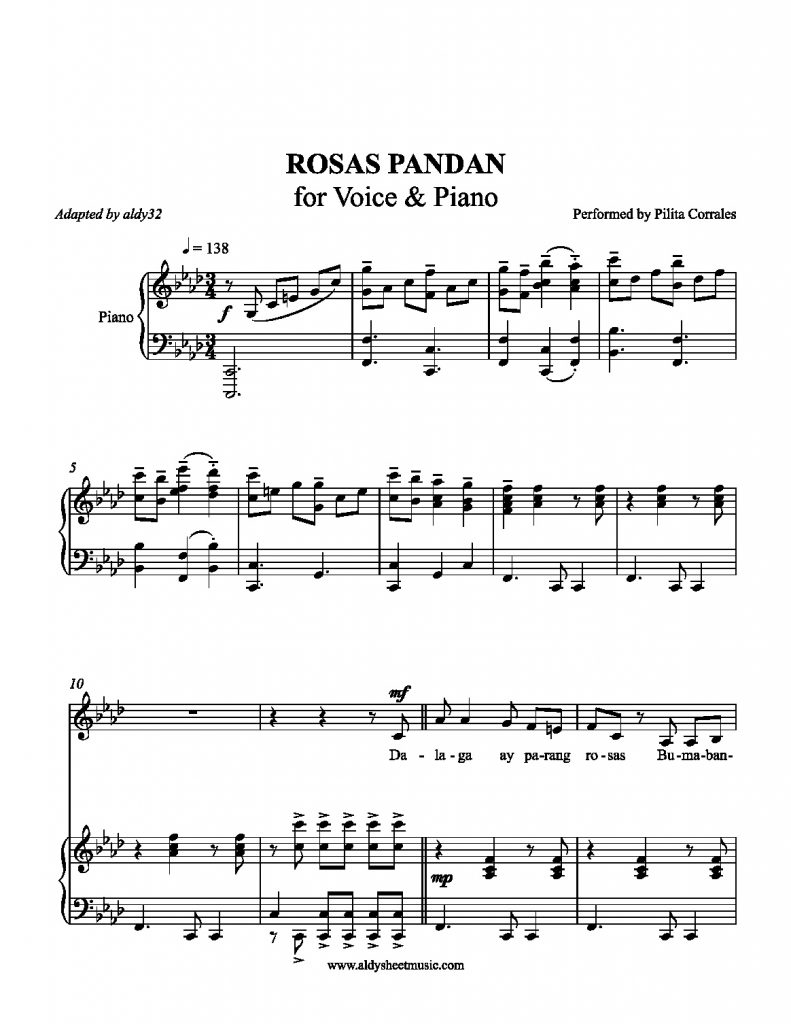 Rosas Pandan - Pilita Corrales (Piano & Voice)