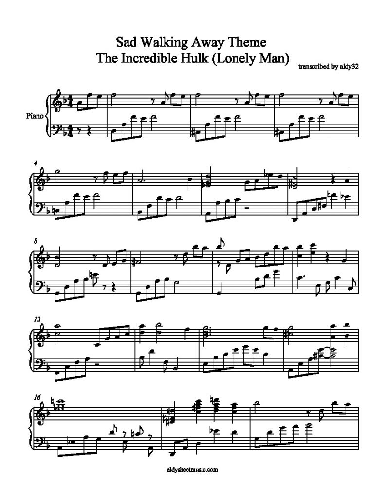 Sad Walking Away Theme - The Incredible Hulk
