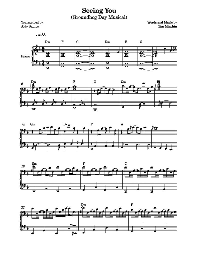 Seeing You (Groundhog Day Musical) - Tim Minchin (Piano Accompaniment)