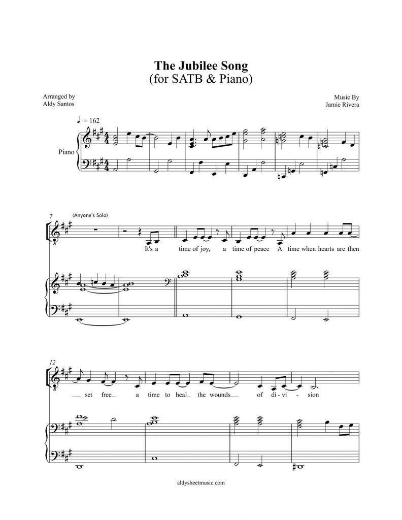 The Jubilee Song - Jamie Rivera (SATB Choir & Piano)