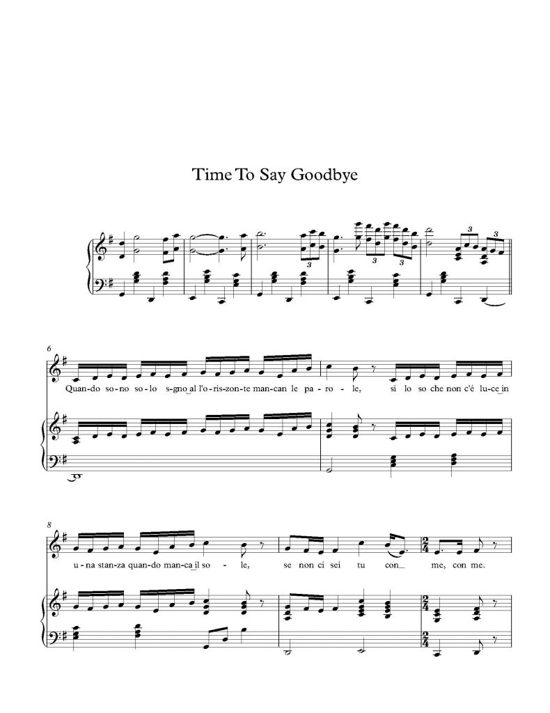 Time To Say Goodbye (Piano Accompaniment & Voice)