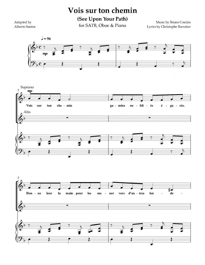 Vois sur ton chemin (SATB Choir, Oboe & Piano)