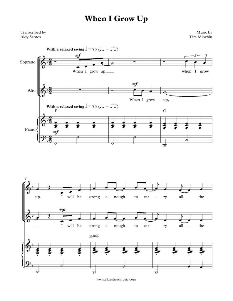 When I Grow Up - Tim Minchin (SA Choir & Piano Accompaniment)